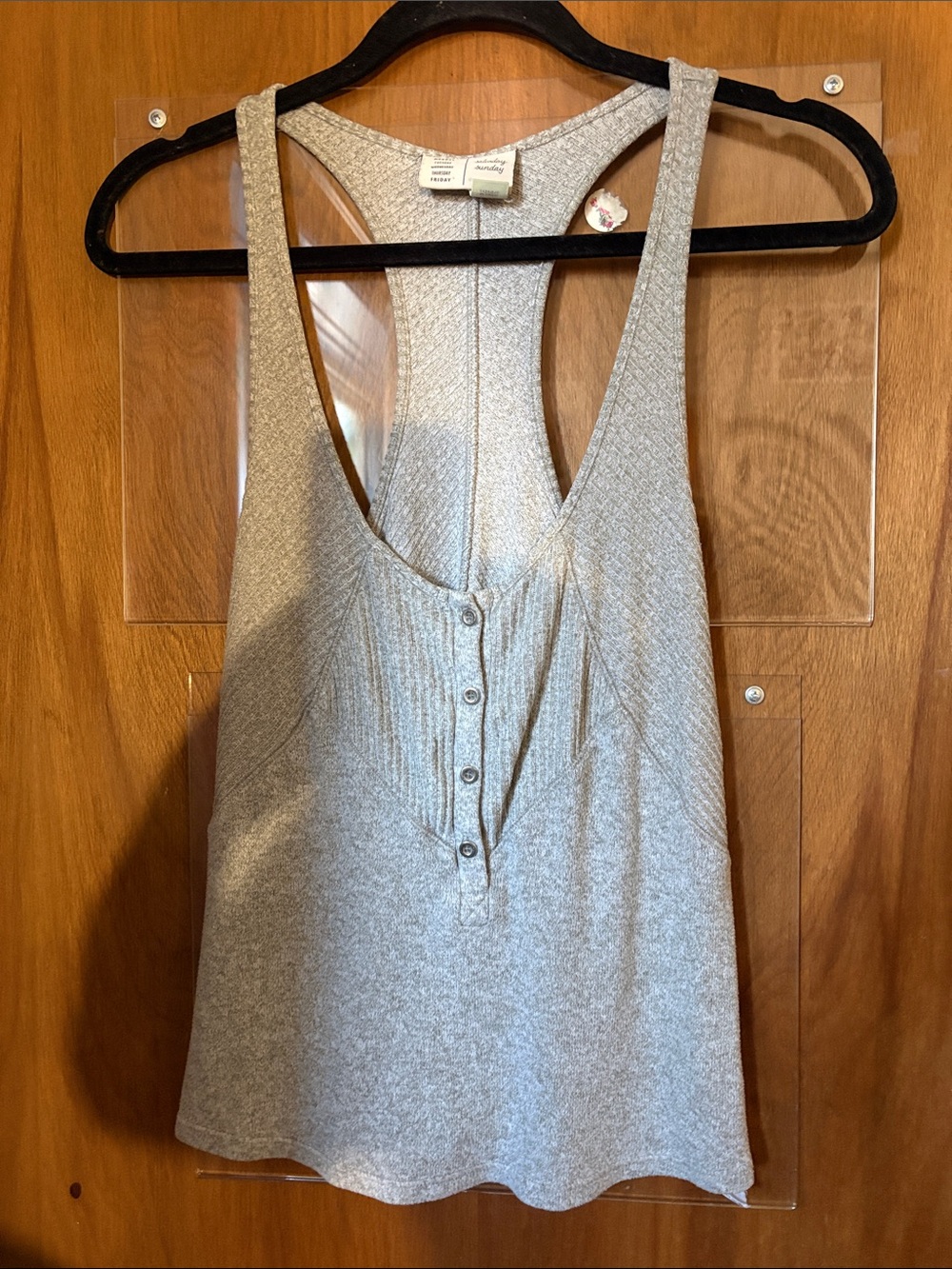 Anthropologie Saturday Sunday Lucie Gray Ribbed Racerback Tank Top